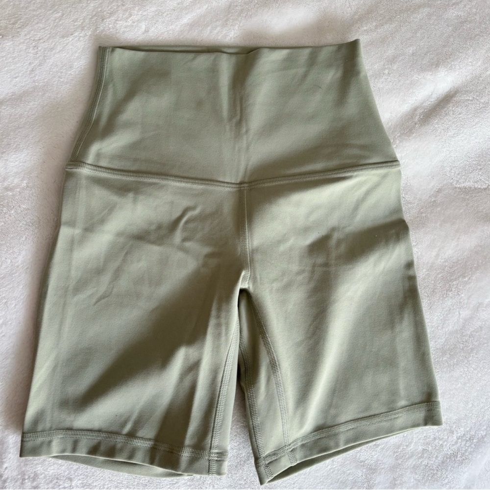 lululemon desert green biker shorts